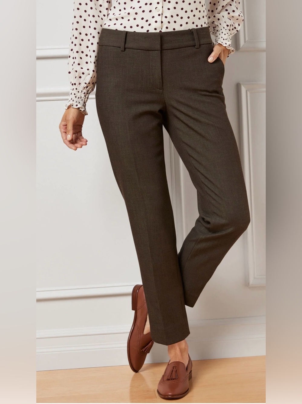 Talbots Hampshire Ankle Pants in Brown Polished Denim size 12